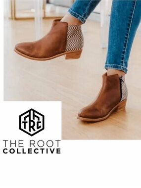 The Root Collective Espe leather and woven textile ankle boots.